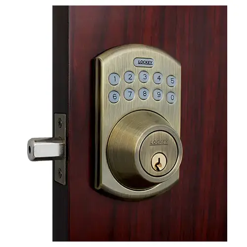 Electronic Keypad Deadbolt with Remote Control Antique Brass Finish