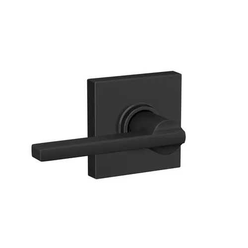 Fire Rated Latitude Lever with Collins Rose Passage Lock with 16203 Latch and 10001 Strike Matte Black Finish