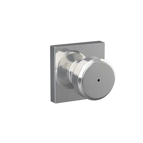 Bowery Knob with Collins Rose Privacy Lock with 16080 Latch and 10027 Strike Bright Chrome Finish