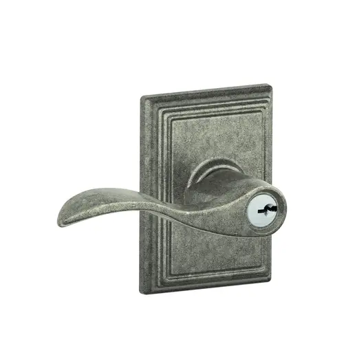 Left Hand Accent Lever by Georgian Knob with Addison Rose Keyed Entry Lock C Keyway with 16211 Latch and 10063 Strike Distressed Nickel Finish