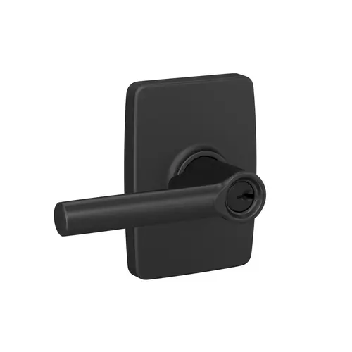 Broadway Lever with Greene Rose Keyed Entry Lock C Keyway with 16086 Latch and 10027 Strike Matte Black Finish