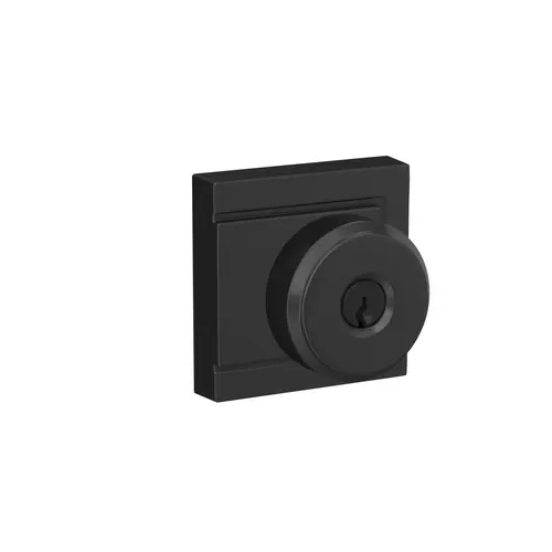 Bowery Knob with Upland Rose Keyed Entry Lock C Keyway with 16211 Latch and 10063 Strike Matte Black Finish