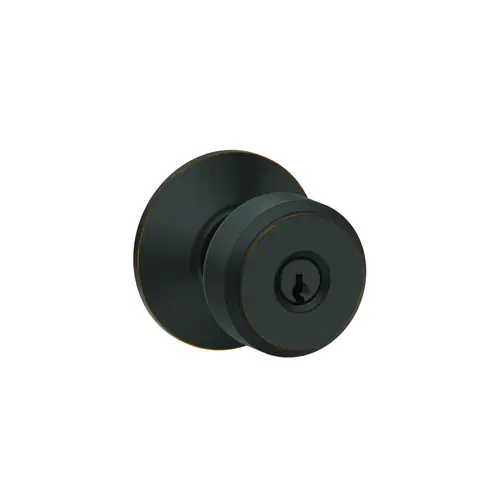 Bowery Knob Keyed Entry Lock C Keyway with 16211 Latch and 10063 Strike Aged Bronze by Satin Brass Finish