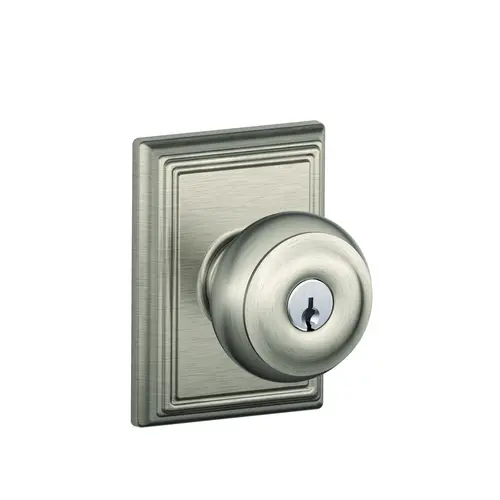 Georgian Knob with Addison Rose Keyed Entry Lock C Keyway with 16211 Latch and 10063 Strike Satin Nickel by Distressed Nickel Finish