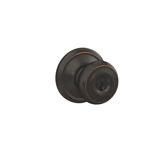 Georgian Knob Keyed Entry Lock C Keyway with 16211 Latch and 10063 Strike Aged Bronze by Matte Black Finish