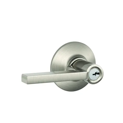 Latitude Lever by Georgian Knob Keyed Entry Lock C Keyway with 16211 Latch and 10063 Strike Satin Nickel Finish