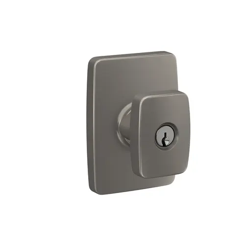 Nixon Knob with Greene Rose Keyed Entry Lock C Keyway with 16086 Latch and 10027 Strike Satin Nickel Finish