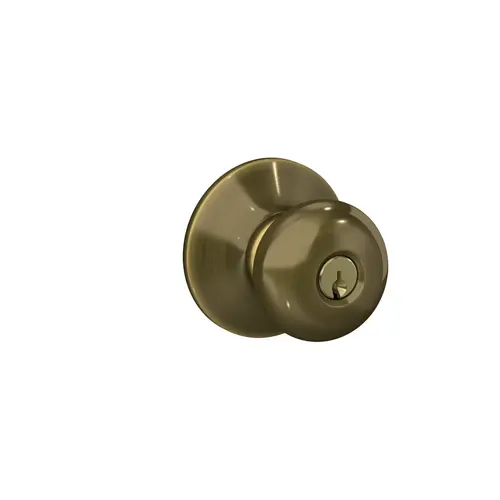 Plymouth Knob by Elan Lever Keyed Entry Lock C Keyway with 16211 Latch and 10063 Strike Antique Brass Finish