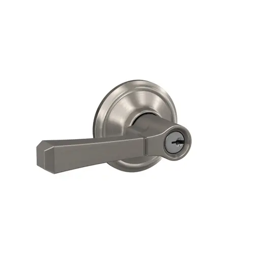 Rivington Lever with Alden Rose Keyed Entry Lock C Keyway with 16086 Latch 10027 Strike Satin Nickel Finish