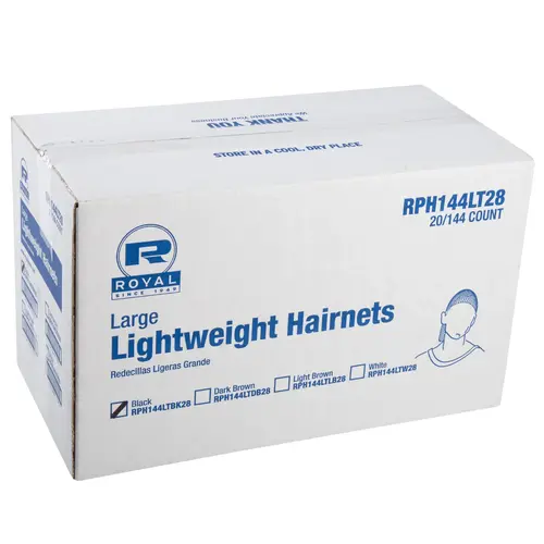 ROYAL RPH144LTBK28 Royal 28 Inch Latex Free Light Brown Light Weight Hairnet, 144 Each