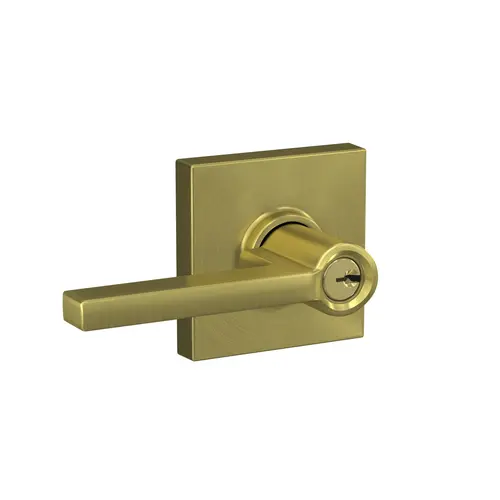 Latitude Lever with Collins Rose Storeroom Lock C Keyway with 16211 Latch and 10063 Strike Satin Brass Finish