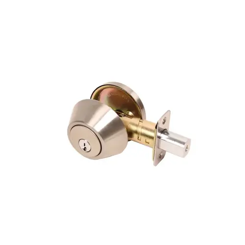 Round Single Cylinder Deadbolt Grade 3 with KW1 Keyway Satin Nickel Finish