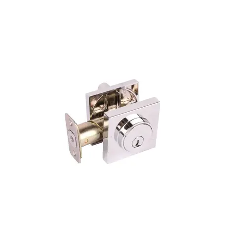 Round Low Profile Single Cylinder Deadbolt Grade 3 with KW1 Keyway Bright Chrome Finish