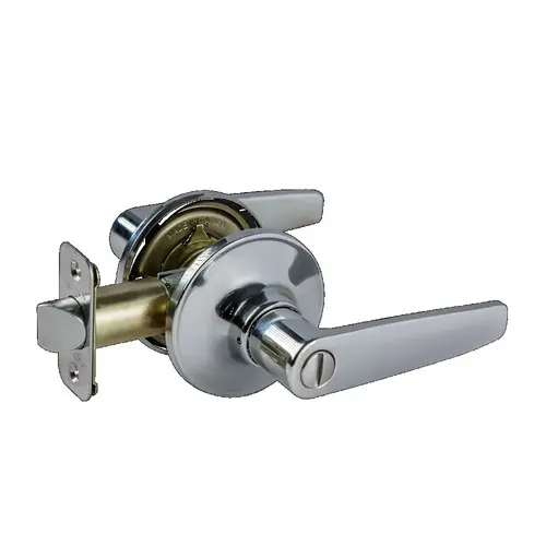 Olympic Lever with Round Rose Privacy Lockset Grade 3 Bright Chrome Finish