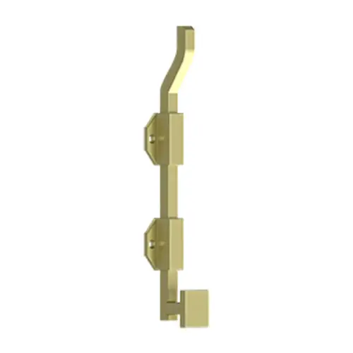 10" Modern Offset Surface Bolt, HD, Solid Brass in Polished Brass