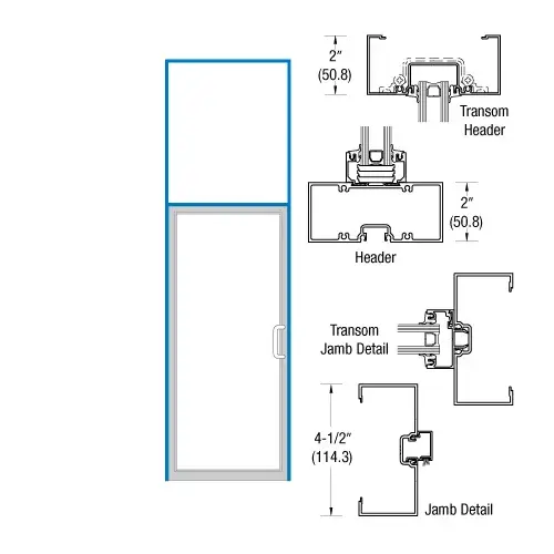 CRL-U.S. Aluminum 0Z91211R36 Clear Anodized Class 1 Hinged Left Open Back Transom Frame for Single Door with Offset Pivots, Panics and Using Surface Closers