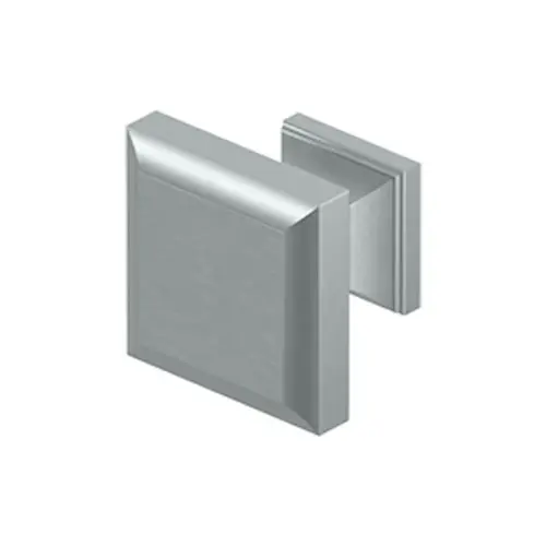 Square Knob, Decorative, 1-3/16" x 1-3/16" in Brushed Chrome