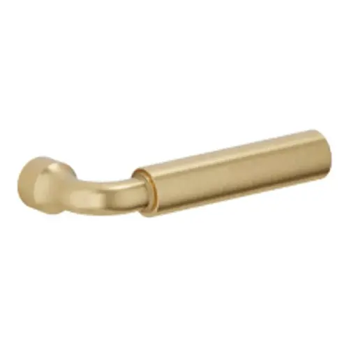 Left Hand Single L031 Curved Gramercy Lever Less Rose Satin Brass and Brown Finish