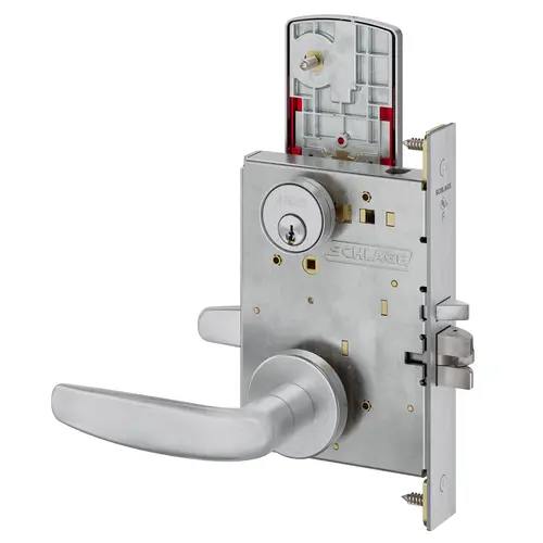 Classroom Security Mortise Lock C Keyway with 07 Lever and A Rose with Inside Locked Unlocked Indicator Satin Chrome Finish