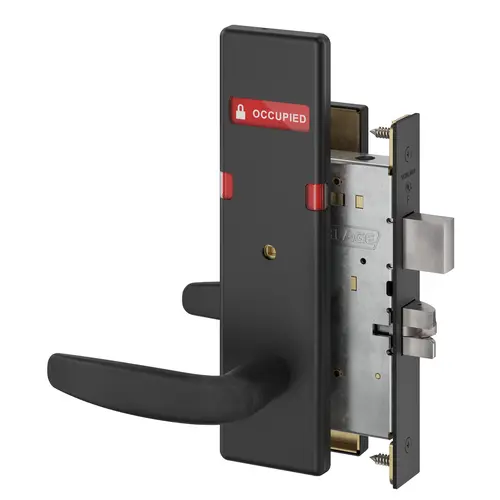 Privacy with Deadbolt Mortise Lock with 07 Lever and N Escutcheon with Vacant / Occupied Indicator Matte Black Finish