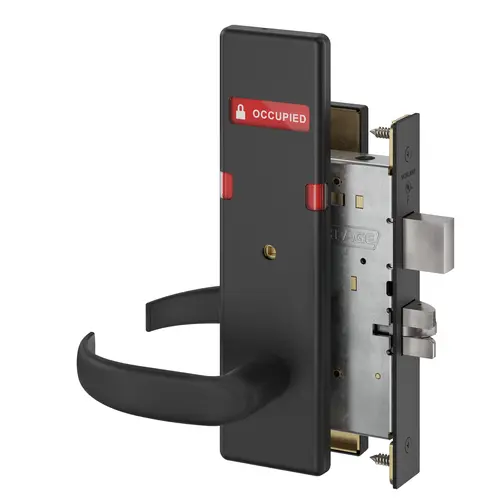 Privacy with Deadbolt Mortise Lock with 17 Lever and N Escutcheon with Vacant / Occupied Indicator Matte Black Finish