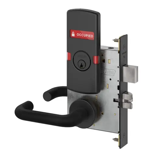 Corridor Mortise Lock C Keyway with 03 Lever and A Rose with Vacant / Occupied Indicator Matte Black Finish