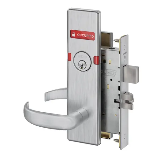 Corridor Mortise Lock C Keyway with 17 Lever and N Escutcheon with Outside Vacant Occupied Indicator Satin Chrome Finish