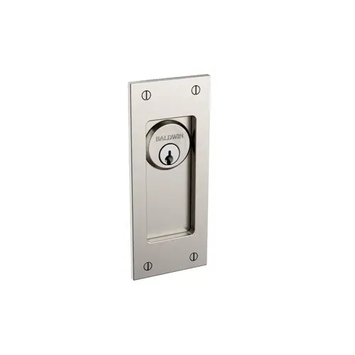 Small Santa Monica Keyed Entry Sliding Door Lock Lifetime Satin Nickel Finish