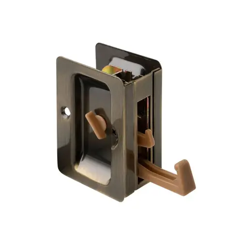 Privacy Kwikset Style Sliding Door Lock Antique Brass Finish