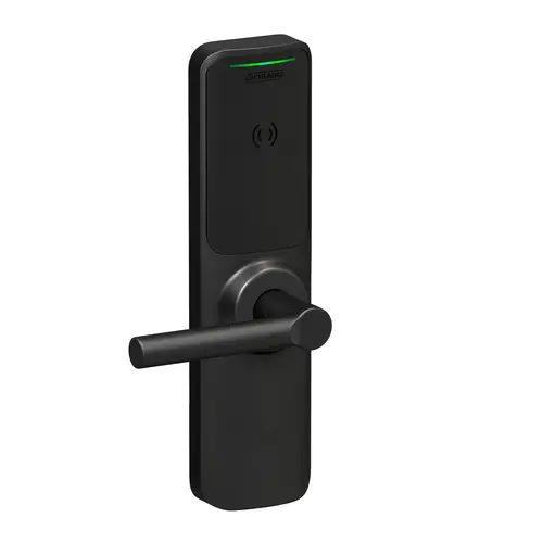 XE360 Series Wireless Exit Trim with Wide Escutcheon for Von Duprin 22 Rim Device, Offline Indicator Function with Smart Mobile Reader, Broadway Lever, and 6 Pin C Keyway Matte Black Finish