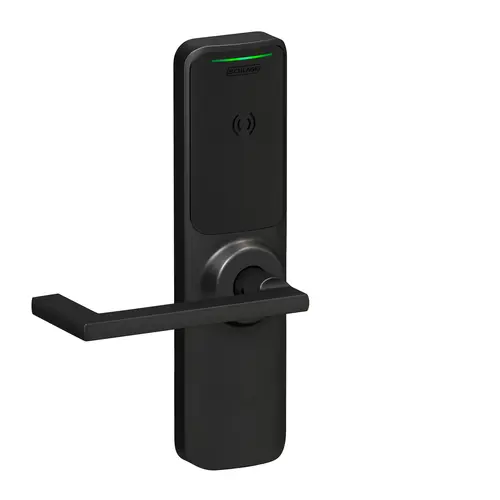 XE360 Series Wireless Exit Trim with Wide Escutcheon for Falcon 25 SVR Device, Offline Indicator Function with Smart Mobile Reader, Extended Longitude Lever, and 6 Pin C Keyway Matte Black Finish