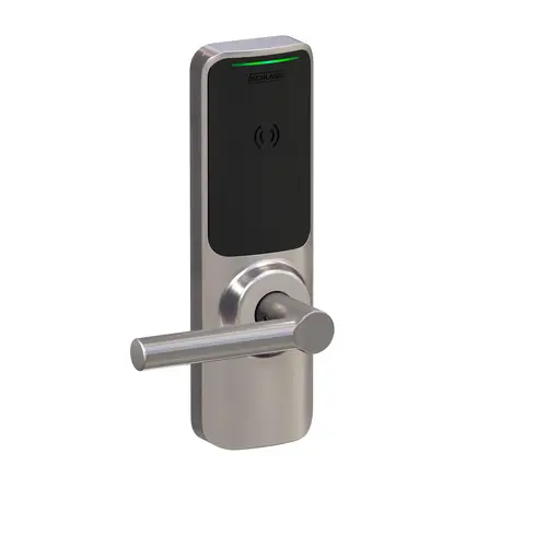 XE360 Series Wireless Tubular Lock, Offline Indicator Function with Smart Mobile Reader, Broadway Lever, and 6 Pin C Keyway Satin Nickel Finish