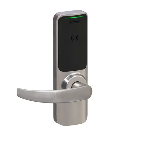 XE360 Series Wireless Tubular Lock, Offline Push Button Function with Smart Mobile Reader, Neptune Lever, and 6 Pin C Keyway Satin Nickel Finish