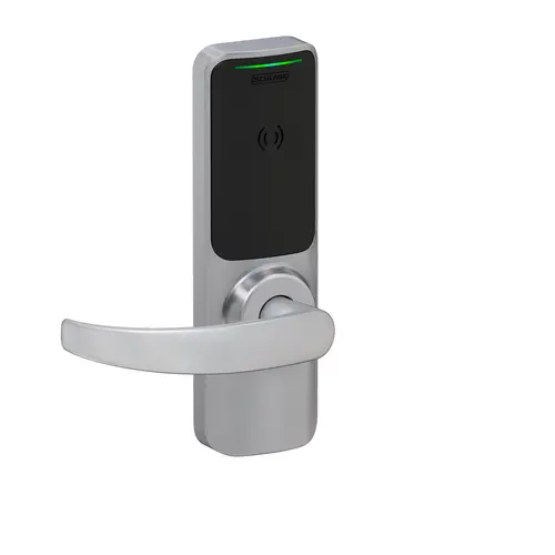 XE360 Series Wireless Mortise Lock, Offline Push Button Function with Smart Mobile Reader, Neptune Lever, and 6 Pin C Keyway Satin Chrome Finish
