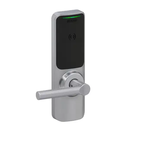 XE360 Series Wireless Tubular Lock, Offline Push Button Function with Smart Mobile Reader, Broadway Lever, and 6 Pin C Keyway Satin Chrome Finish