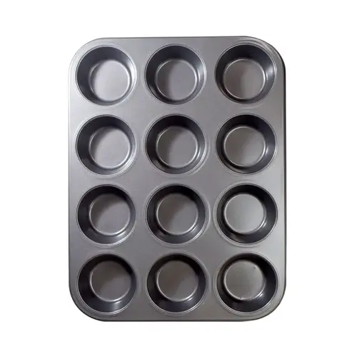 Ecolution EIGY-3812 BakeIns Muffin Pan, 12 Cup Capacity, Carbon Steel, Dishwasher Safe: Yes