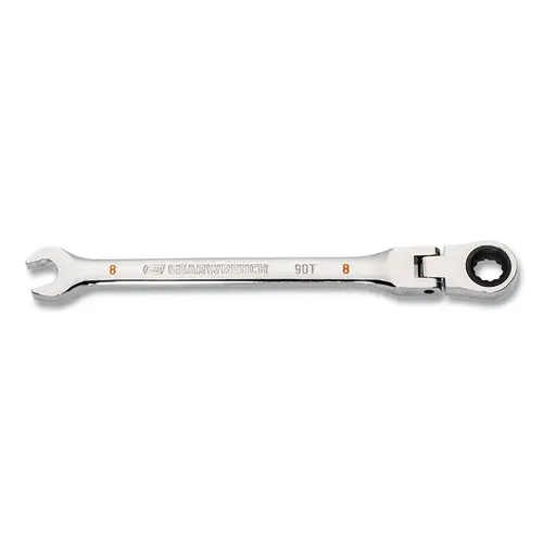 GEARWRENCH 86708 90-Tooth 12 Point Flex Head Ratcheting Combination Wrench, Metric, 8 mm