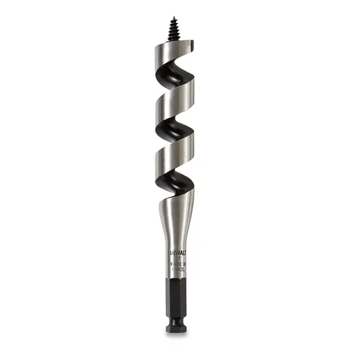 Auger Drill Bit, 1 in Dia, 6 in OAL, Hollow Center Flute, 7/16 in Dia Shank, Ball Groove Shank Silver