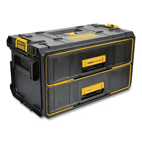 ToughSystem  2.0 2-Drawer Toolbox, 22 lb, 12-5/8 in W x 21-3/4 in D x 12-3/8 in H x Plastic, Black/Yellow