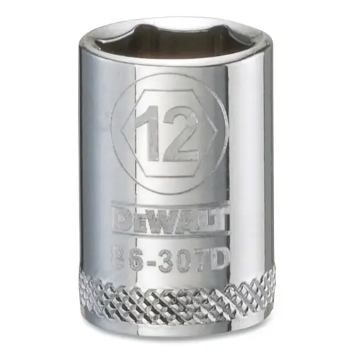DEWALT DWMT86307OSP Socket, 3/8 in Drive, 12 mm Opening, 6-point, Standard Polished Chrome