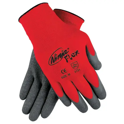 Ninja  Flex N9680 15-ga Nylon Rubber-Latex Coated Gloves, Large, Gray/Red Pair