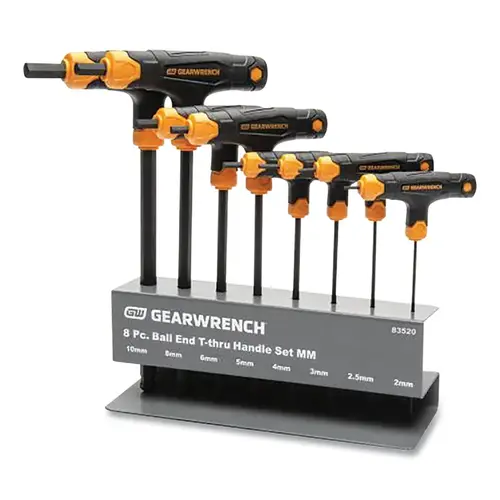 Hex Key Sets; Tool Type: Hex ; Handle Type: T-Handle ; Measurement Type: Metric ; Hex Size Range (mm): 2 - 10 ; UNSPSC Code: 27111710