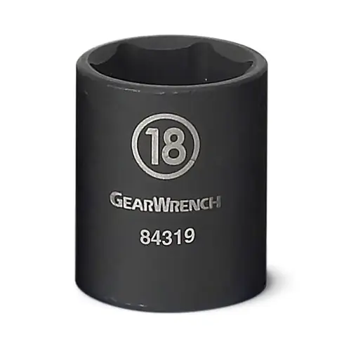 GEARWRENCH 84319N Impact Socket, 3/8 in Drive Size, 18 mm Opening Size, 6-point, Standard Length