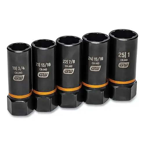 GEARWRENCH 86070 Bolt Biter  Deep Extraction Socket Set, 1/2 in drive, SAE/Metric, 5 Piece
