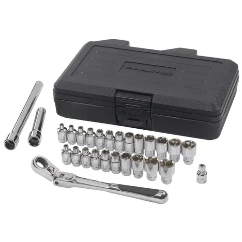 GEARWRENCH 891427 Pass-Thru  Vortex  Ratchet Sets, 27 Pc, 1/4 in, 6 Point