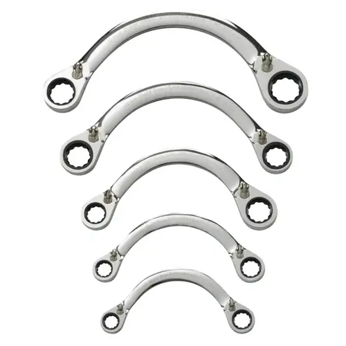 5 Pc. Half Moon Reversible Double Box Ratcheting Wrench Sets, Metric