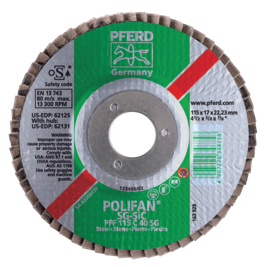 PFERD 62168 Type 27 POLIFAN SG Flap Discs, 7