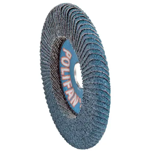 PFERD 67196 POLIFAN  Z SGP Curve Steelox Flap Disc, 5 in dia x7/8 in Arbor, 40 Grit, Zirconia, 12200 RPM, Medium Radius