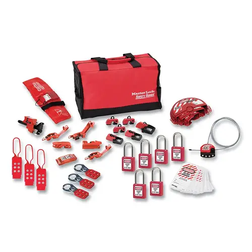 Portable Lockout Kit, Includes 6-Padlocks/Toolbox Red