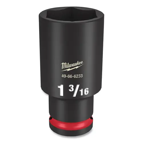 SHOCKWAVE Impact Duty Series Deep Impact Socket, 1-3/16 in Socket, 1/2 in Drive, Square Drive Black Phosphate